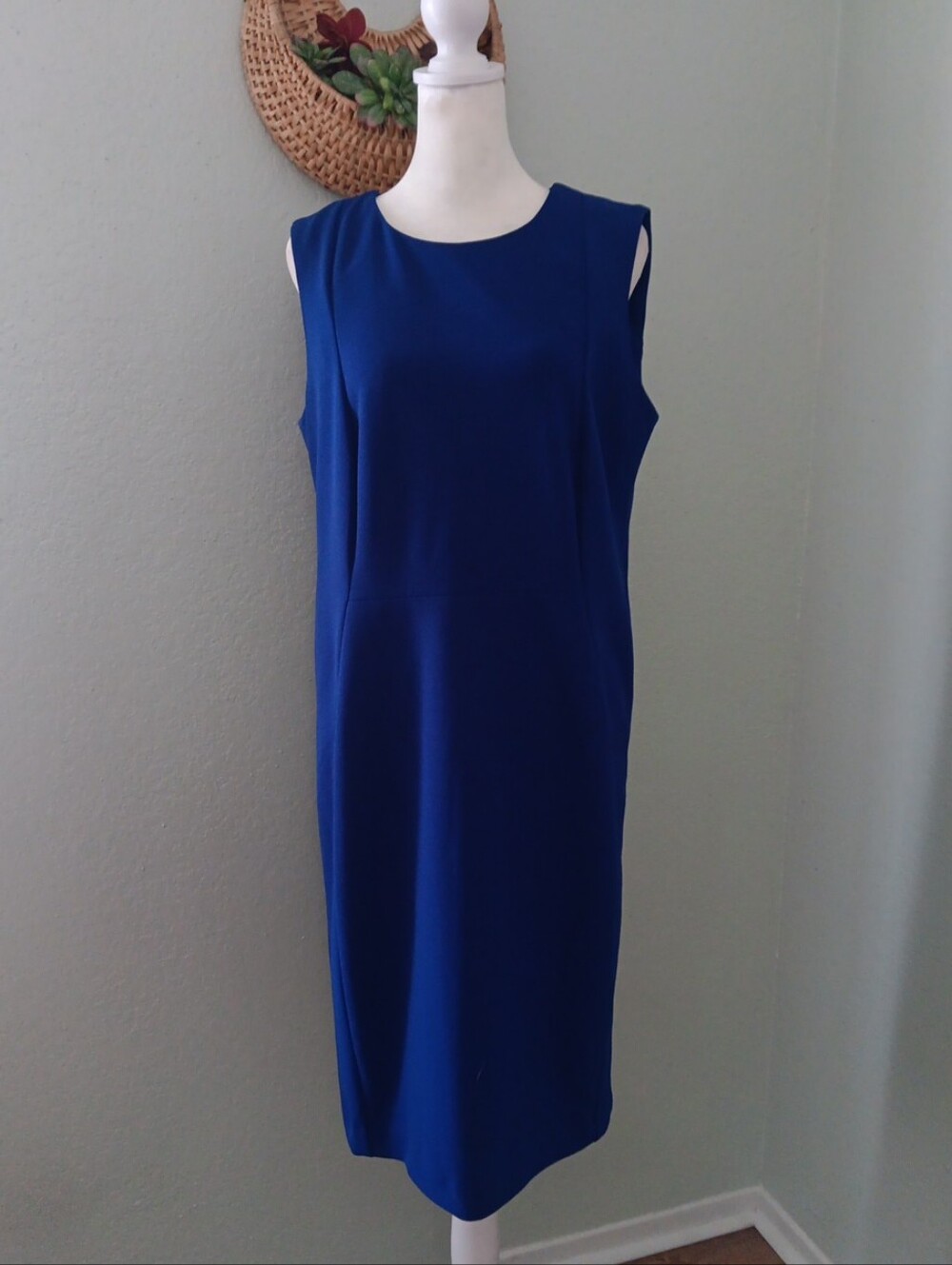 Calvin Klein Sleeveless Midi Sheath Dress in Cobalt Blue